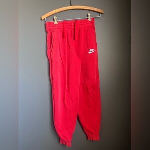 Nike Red Kids Joggers with White Logo